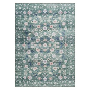 Washable Floral Area Rug, Non-Slip Low Pile Carpet for Living Room, Bedroom & Office Rug with Floral Pattern - 1 of 4