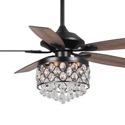Parrot Uncle 52" Modern Crystal Ceiling Fan with Light and Remote