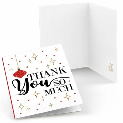Big Dot of Happiness Red and Gold Friendsmas - Friends Christmas Party Thank You Cards (8 Count)
