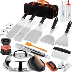 Aoibox 27-Piece Griddle Accessories Kit, Hibachi Flat Top Grill Tools with Spatulas, Burger Press,Patty Maker,Basting Cover for Outdoor BBQ Teppanyaki - 1 of 4