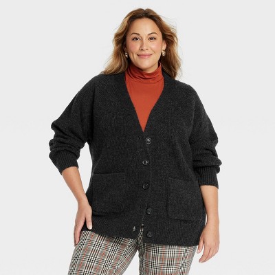 Women's Boyfriend Cardigan - Ava & Viv™ Charcoal Gray XXL