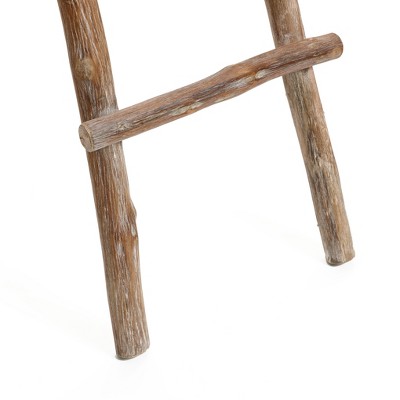 Natural Solid Wood 59-Inch 4-Rung Rustic Blanket Ladder