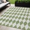 Green And Ivory Geometric Washable Indoor Outdoor Area Rug - 2 of 4