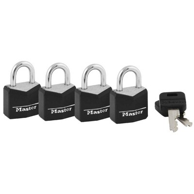 Master Lock 4pk 20mm Key Padlock Black