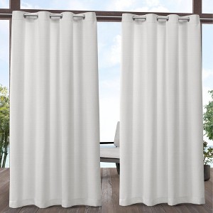 Set of 2 84"x54" Aztec Indoor/Outdoor Grommet Top Light Filtering Curtain Panel White - Exclusive Home - 1 of 4