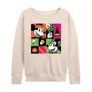 Women's - Disney - Halloween Party Lightweight French Terry Wide Neck Long Sleeve Shirt - 1 of 4