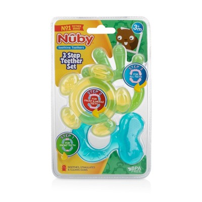 Nuby 3 Step Teether Set - 3ct – Colors May Vary