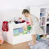 Wooden Toy Box,Kids Toy Storage Organizer with Front Bookshelf,Toy Chest Bench Children's Furniture with Flip-Top Lid and Safety Hinge for Kids Room - 2 of 4