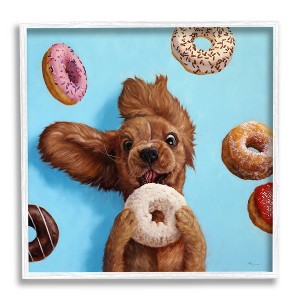 Stupell Industries Funny Face Dog Licking Donut Framed Giclee Art - 1 of 4