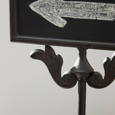Rustic Brown Iron Chalkboard Stand with Pedestal Base
