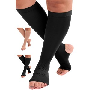 Absolute Support Unisex 20–30mmHg Graduated Compression Socks, Open Toe & Open Heel, Knee High – Varicose Veins & Swelling Relief, A911 - 1 of 4
