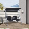 Outsunny 2 Person Porch Swing with Stand, Outdoor Swing with Canopy, Pivot Storage Table, 2 Cup Holders, Cushions for Patio, Backyard - 3 of 4