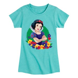 Girls' - Disney Princess - Snow White with Flowers Fitted Short Sleeve Graphic T-Shirt - 1 of 4