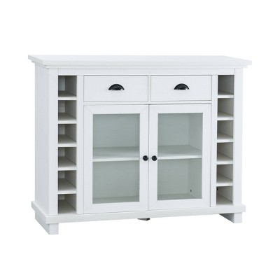 Bar Cabinet Server Sideboard with Glass Doors White - Jill Zarin