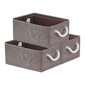 Unique Bargains Fabric Collapsible Sturdy Spacious Storage Bins 3 Pcs - 1 of 4