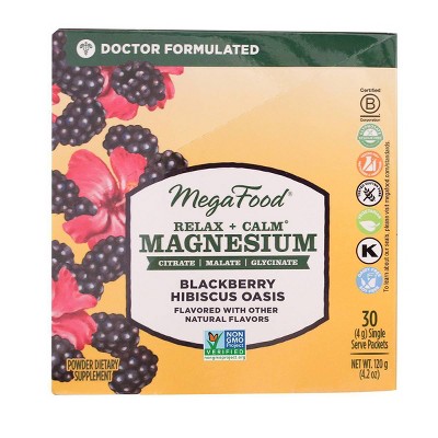 MegaFood Magnesium Powder Supplement - Black Hibiscus - 30ct