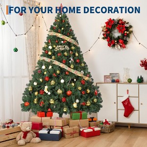 Artificial Christmas Tree, Unlit Full Classic Spruce Xmas Tree With 1450 PVC Branch Tips, Easy to Assemble with Hinge, Metal Foldable Base - 1 of 4
