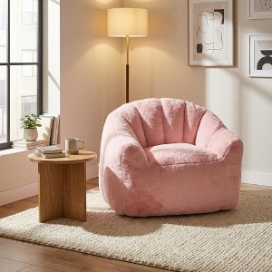 FurnitureR Faux Fur Accent Chair, Cozy Plush Lounge Chair with