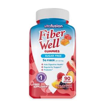 Vitafusion Fiber Well Sugar Free Fiber Gummy Supplement - Peach, Strawberry and Berry Flavored - 90ct