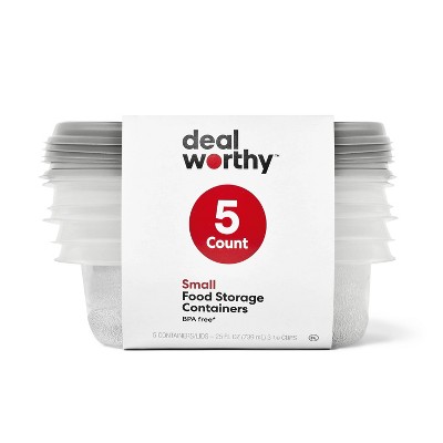 Snap & Store Small Square Food Storage Containers - 25 fl oz/5ct - Dealworthy™