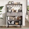 Jojoka 2-Door Sideboard Buffet Cabinet with 2 Drawers, Wood Storage Cabinet for Dining Room, Kitchen, and Living Room, Coffee Bar Console Table - 4 of 4