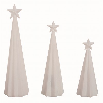 Transpac Glass White Christmas Trees Set of 3