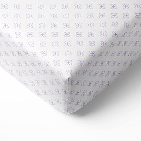 Bacati - Petals Lilac Muslin 100 percent Cotton Universal Baby US Standard Crib or Toddler Bed Fitted Sheet - image 1 of 4