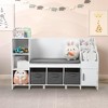 Kids Bookshelf with Reading Nook, Bookcase with Detachable Cushion, Adjustable Shelf,Storage Organizer with Book Rack - image 2 of 4