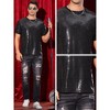 Lars Amadeus Men's Sequin Party Short Sleeve Metallic Club Glitter T-Shirts - 4 of 4