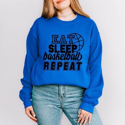 Simply Sage Market Women's Graphic Sweatshirt Eat Basketball Sleep Repeat With Ball