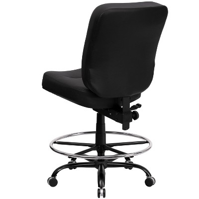 Black Leather High Back Adjustable Drafting Chair with Swivel