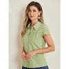INSPIRE CHIC Women's Short Sleeve Vintage Polka Dots Button Up Blouse - 2 of 4