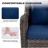 JUJABU 3 Pieces Wicker Patio Swivel Rocker Chair Set  with Blue Cushion and Side Table - 4 of 4