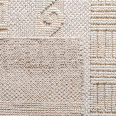 Ivory Hand-Knotted Wool and Viscose 4' x 6' Area Rug