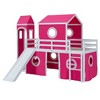 NicBex Twin Size Bunk Bed with Safety Guardrail and Slide,Twin Loft Bed with Ladder and Pink Tent and Tower,Noise Reduced Bunk Bed for Bedroom - 2 of 4