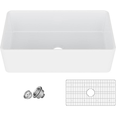 Whizmax White Farmhouse Sink 30 inch, Kitchen Sink Deep Drop In Farm Sink Undermount with Custom Bottom Grid & Strainer Drain - image 1 of 4