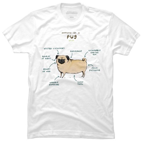 Men's Design By Humans Anatomy Of A Pug By Sophiecorrigan T-shirt ...