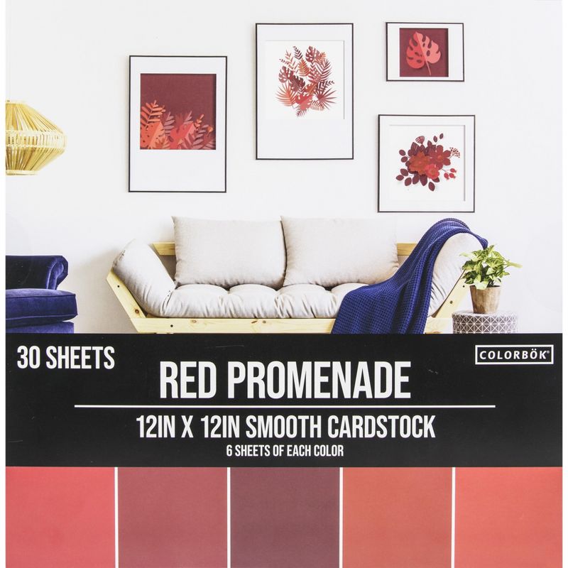 Colorbok 78lb Smooth Cardstock 12"X12" 30/Pkg-Red Promenade, 5 Colors/6 Each, 1 of 7