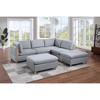 Okak Modern Convertible Sectional Sofa Couch with 2 Corner Wedges, 2 Armless Chairs, 2 Ottomans, Dorris Fabric 6pc Modular Sofa for Living Room, Gray - 2 of 4