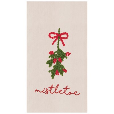 C&F Home Mistletoe Berries French Knot Cotton Embroidered Flour Sack Kitchen Towel