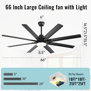 Large Industrial Smart Ceiling Fans with Lights and Remote & APP Control 8 ABS Blades 6-Speed Powerful DC Motor Reversible For Home/Commercial/Outdoor - 1 of 4