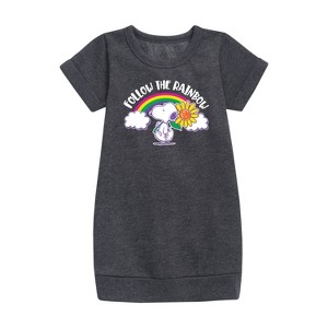 - Peanuts - Follow The Rainbow Graphic Short Sleeve Fleece Dress - 1 of 3