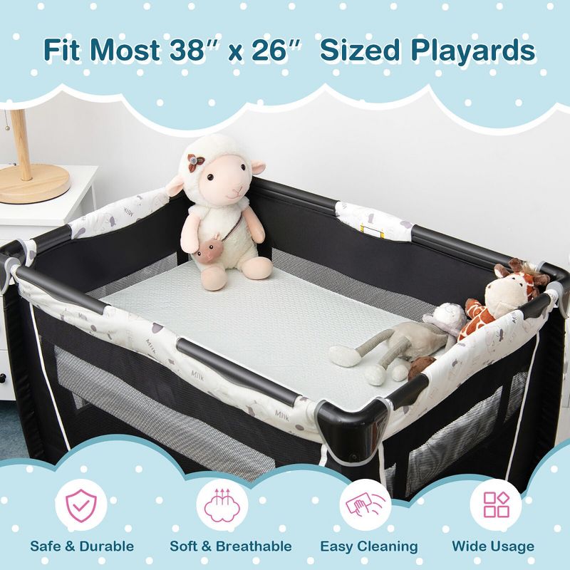 Costway 38'' x 26'' Dual Sided Pack n Play Baby Mattress Pad w/ Removable Washable Cover, 3 of 11