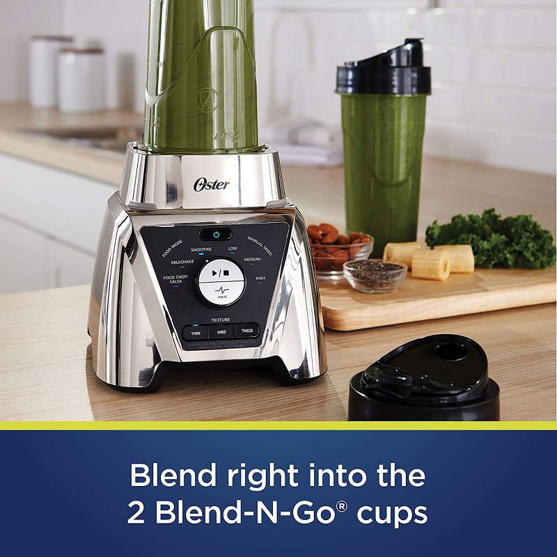 Oster 1200 Watt Pro Blender withTexture Select Settings and 2 Blend-n-go Cups, 5 of 7