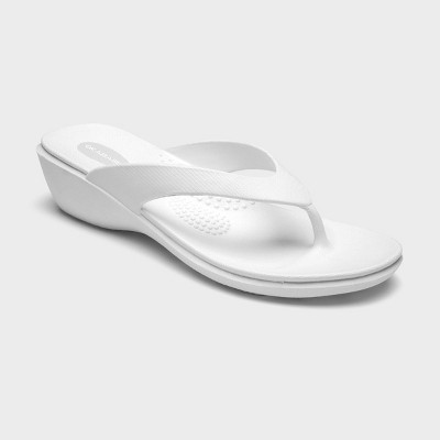 white wedge flip flops