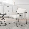 GDFStudio Virginia Modern Teddy Fabric Upholstered Metal Accent Chair with Storage Pockets(Set of 2) - 2 of 4