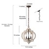 LNC Quaint 3-Light 15.5" Farmhouse Lantern Small Chandelier, Antique Bronze and Distressed White Wood - 3 of 4