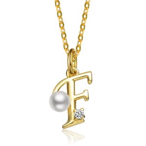 Personalized 14K Gold Plated Initial Pearl Pendant Necklace for all ages: A Charming gold Elegant Keepsake Gift - 1 of 3