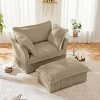 Slipcovered Armchairs, Armchair Sets with Large Soft Pillows and Ottoman, Corduroy Fabric Accent Chair Set for Living Room-Cuddlewood - 2 of 4