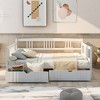 NicBex Full Size Daybed with Storage Wooden Frame Day Bed with Slatted Sides and 2 Spacious Drawers for Living Rooms - 3 of 4